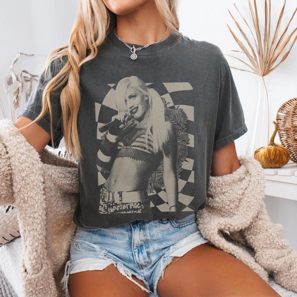 Retro Singer Portrait Printed Womens Tshirt SpringSummer Fashion Trend Pure Cotton Top Neutral Short Sleeve Tshirt