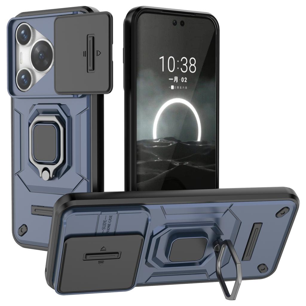 For Huawei Pura 70 Case PC+TPU Protective Phone Shell with Slide Lens Cover