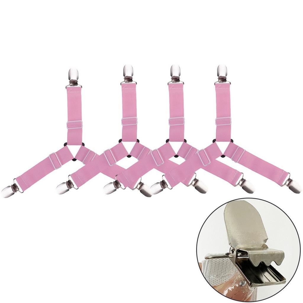 4PCS/Set Sheet Straps Bed Suspenders Adjustable Fitted Sheet Corner Holder Elastic Fasteners Clips