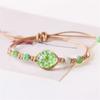 Adjustable Waxed Cord Bracelet Handmade Ceramic and Glass Flower Beads Wristchain Everyday Wear Wristband Jewelry