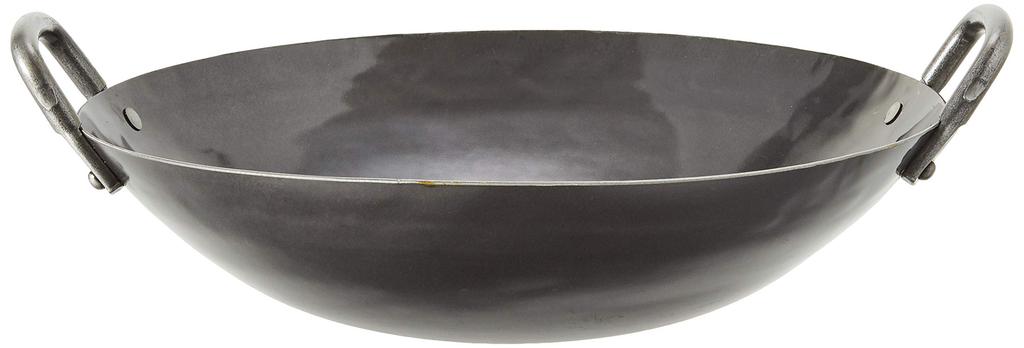 Yamada Iron Hammered Chinese Pot with Handle, 27cm (1.2mm Thickness), Black