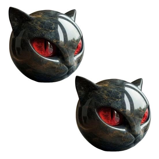 Black Cat Stone Cat Head Sculpture Marble Texture Healing Stones
