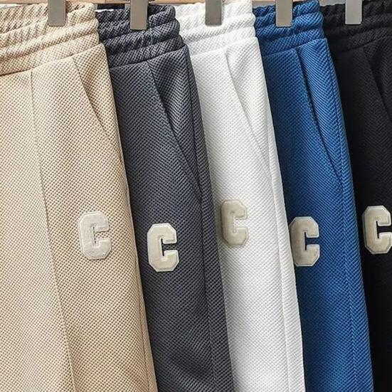Men Shorts with Waist Drawstring Design Solid Color Loose Fit Quick-Drying Sport Shorts Knee-Length Straight Pants