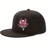 Skull and Roses Graphic Flat Brim Baseball Cap Polyester Adjustable HipHop Streetwear Hat Casual