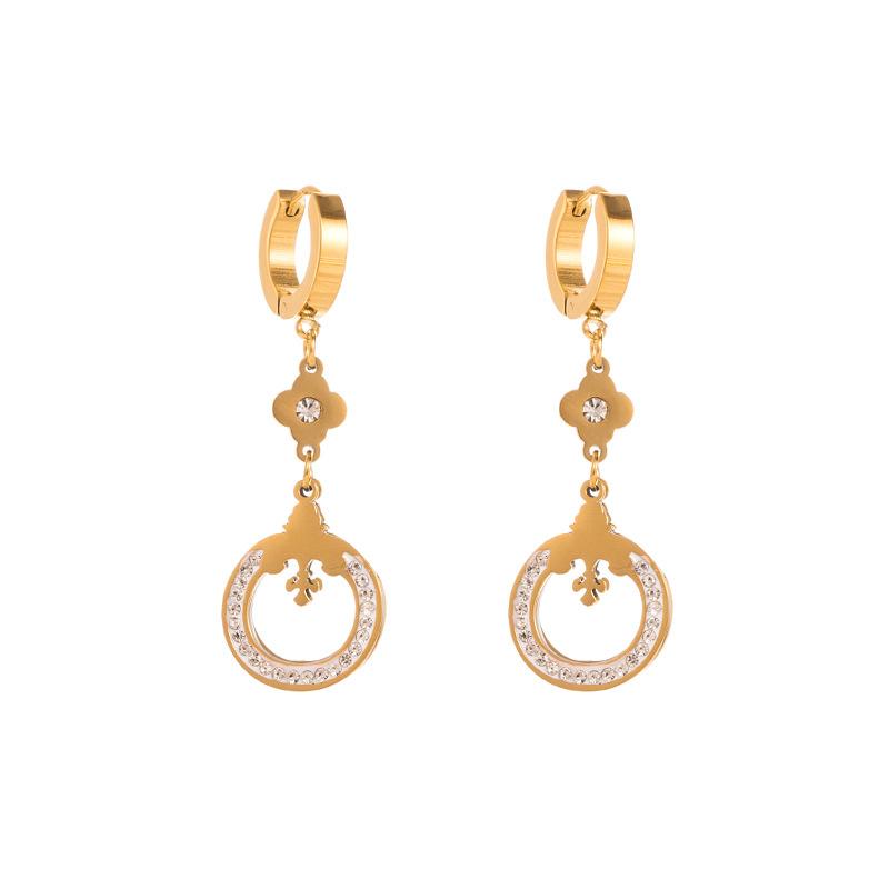 

Женские круглые серьги-капли «Глаз дьявола» из нержавеющей титановой стали, капельное масло, кристаллы, геометрические украшения для ушей OneSize