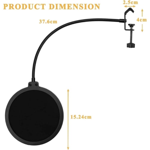 JUTOSU Microphone Pop Filter, Microphone Stand, Microphone Pop Guard, Microphone Filter, Double-Layered Pop Blocker, Pop Filter for Internet Tabletop