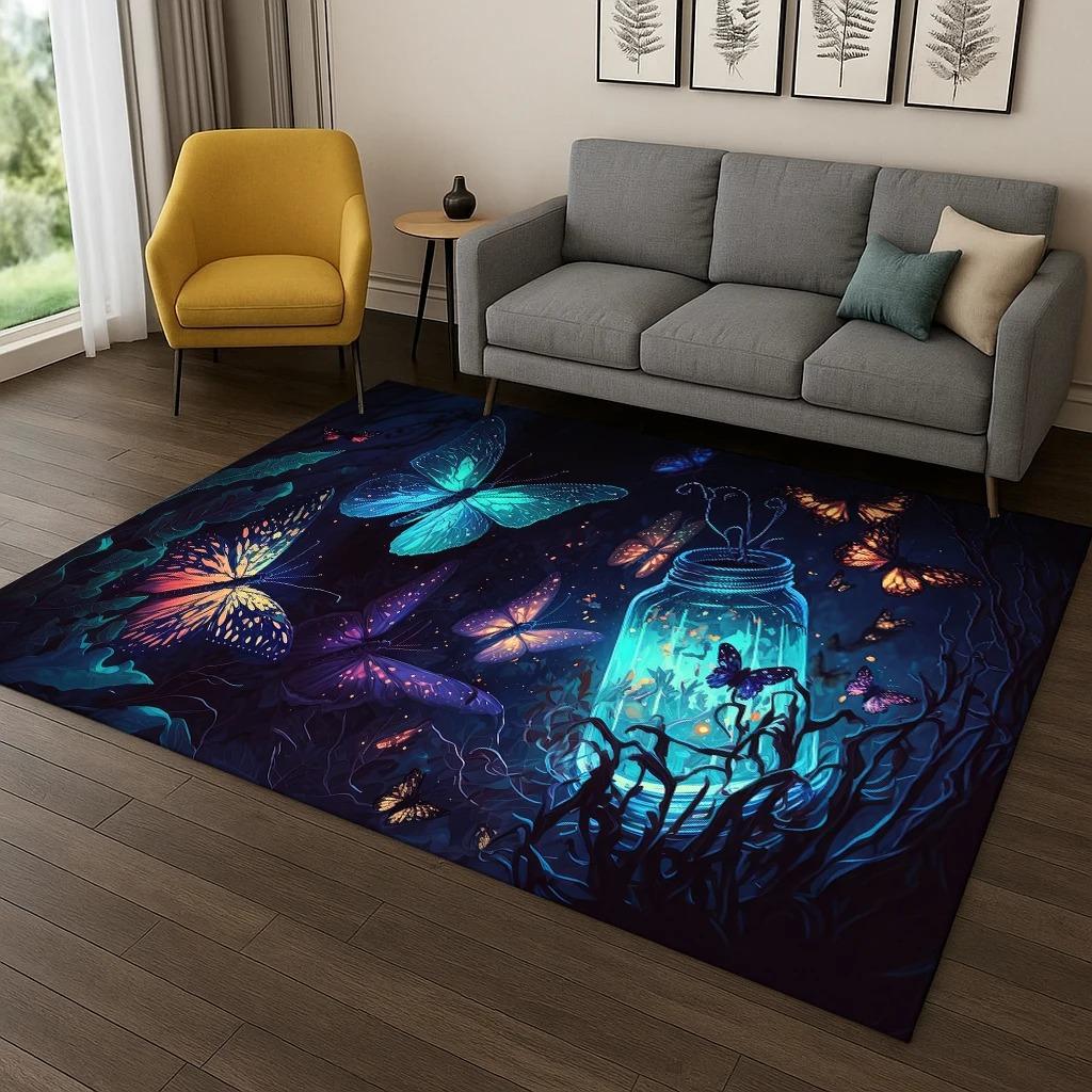 Exquisite Dreamy Butterfly Carpet Rug for Bedroom Living Room Sofa Doormat Kitchen Home Decor Carpets for Living Room Bedroom