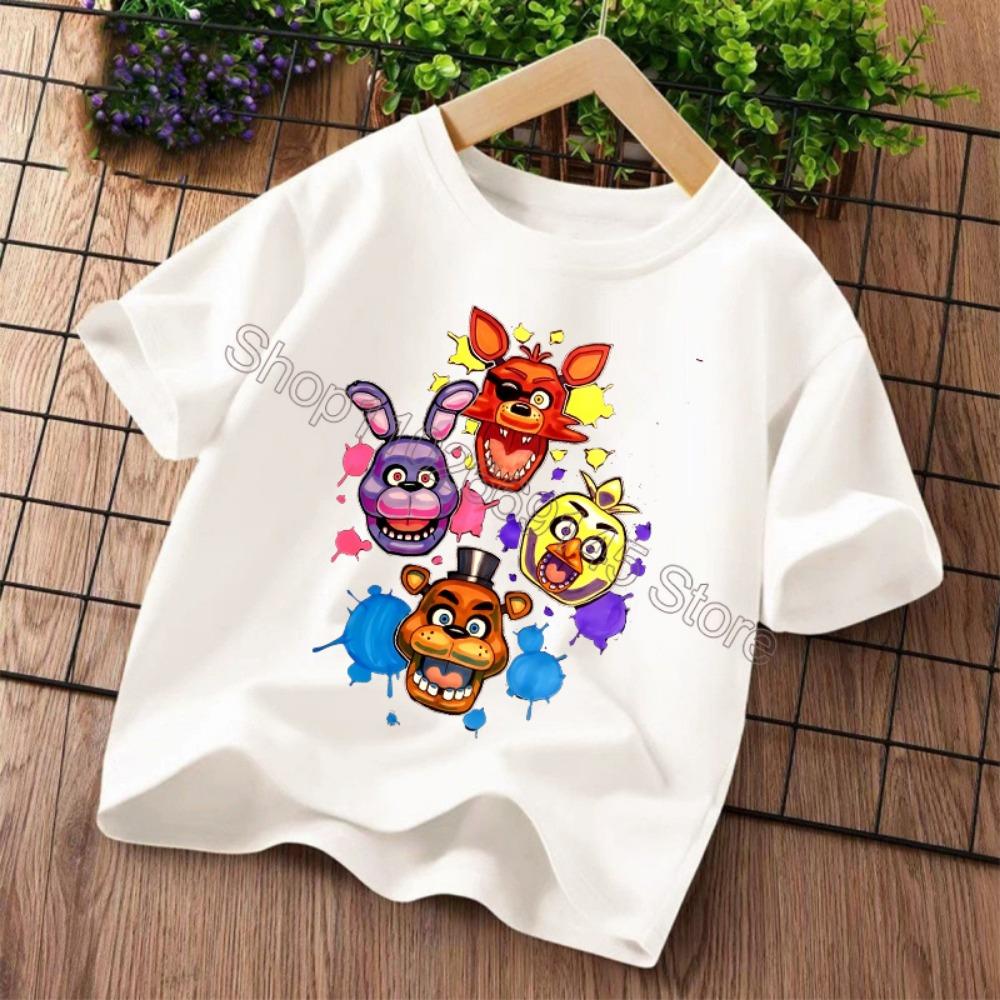 Nowe Koszulki Dziecięce Five Nights At Freddys T-shirt z Graficznym Rysunkiem FNAF Dziecięce Codzienne Sportowe Koszulki z Krótkim Rękawem Ubrania dla Dzieci