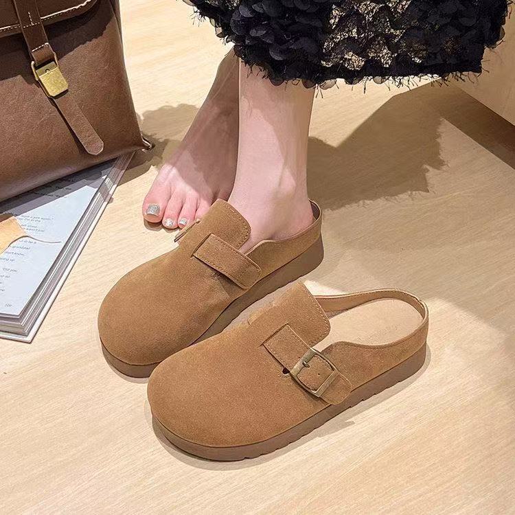 Осенью в моде новые европейские Birkenstocks с толстой подошвой, из мягкой кожи, с мягкой подошвой, низкие тапочки Birkenstocks. 35【foot length 22.5cm】