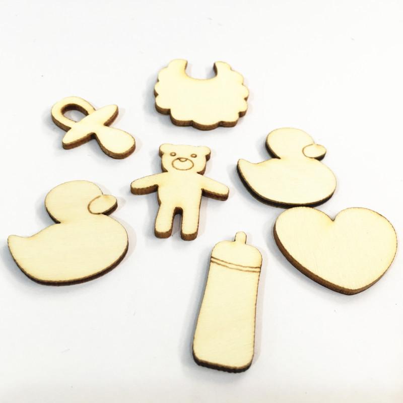 Creative Cartoon Wooden Crafts: DIY Laser-Engraved Wood Chips 50 pieces per pack