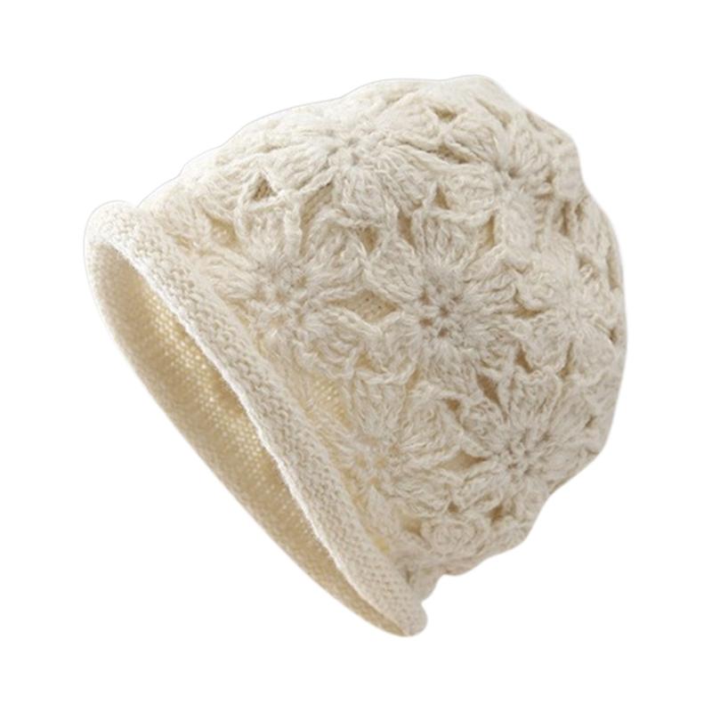 Häkelblumen-Damenmütze Gestrickte Damenmütze Multifunktionale Tragbare Kopfdekorationen für Drinnen, Draußen, Reisen, Camping