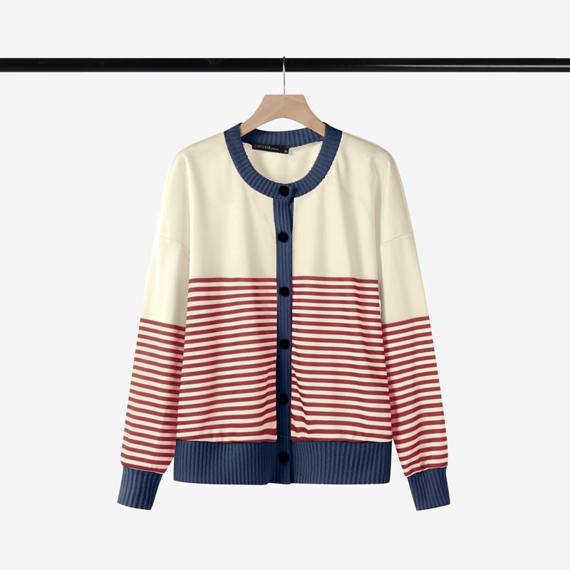 ZANZEA Womens Round Neck Long Sleeve Casual Stripe Blouse