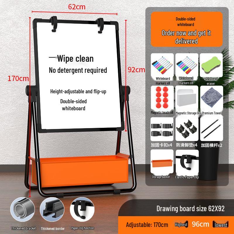 Foldable Double-Sided Magnetic Whiteboard with Mobile Stand for Home, Children's Teaching, and Conferences