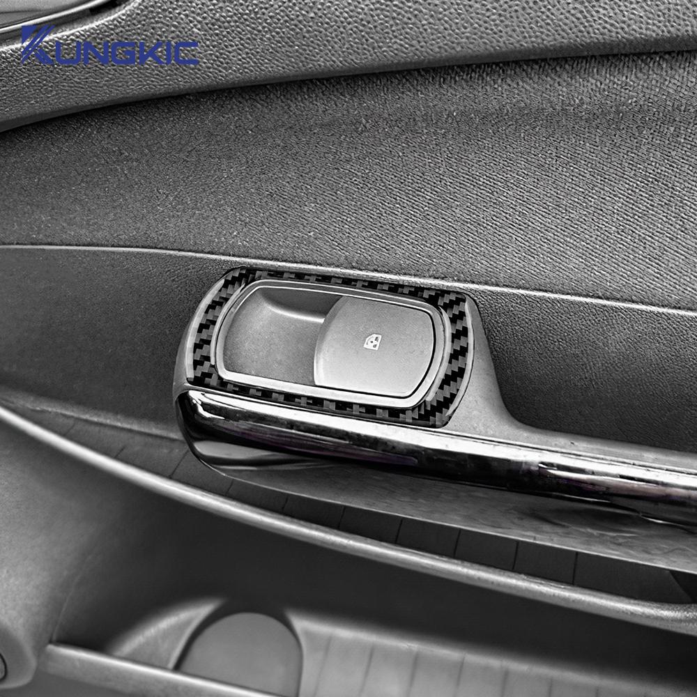 For Opel Corsa D 2007 2008 2009 2010 2011 2012 2013 2014 LHD RHD Real Soft Carbon Fiber Car Window Lift Button Frame Sticker