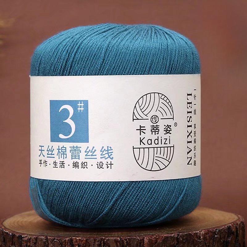 1 Rotolo Filato di Pizzo Cotone Tencel per Uncinetto Estivo & Lavori a Maglia Fai-da-Te - No. 3