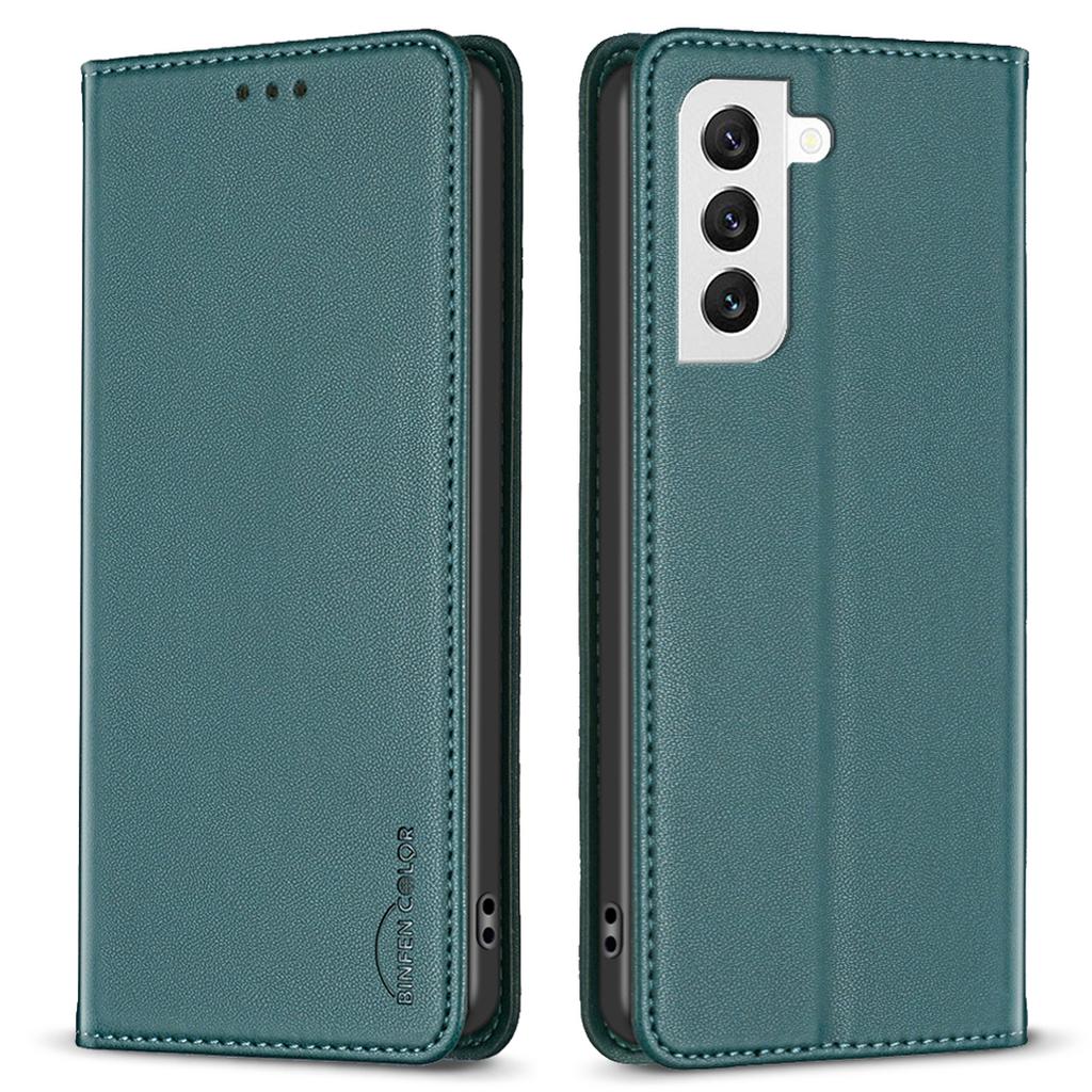 BINFEN COLOR BF18 For Samsung Galaxy S22+ 5G Flip Leather Case Card Slots Stand Protective Phone Cover
