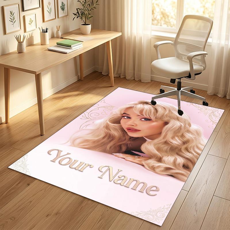Personalized Crystal Velvet Carpet,Sabrina Carpenter Custom Printed Name, Plush Area Rug For Home Indoor Decor