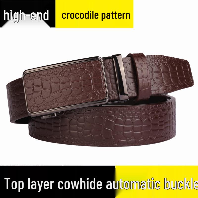 Men's Premium Crocodile Pattern Leather Automatic Belt