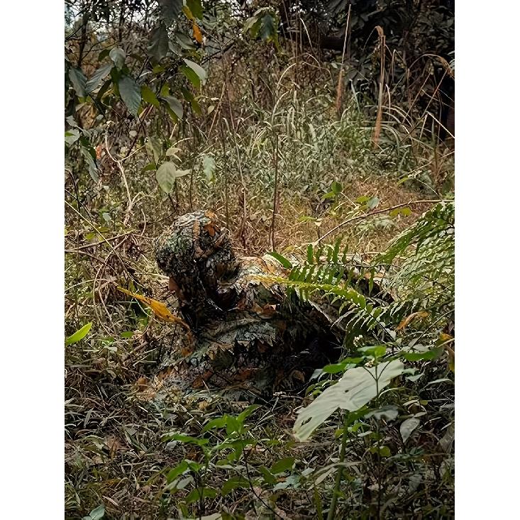 Costume da Combattimento Mimetico a Mantello Foglia d'Acero 3D con Cappuccio a Rete Taglia Unica è perfetto per l'osservazione degli uccelli all'aperto, la caccia, l'outdoor
