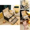 Classic Leather Jewelry Box With Multiple Layers For Elegant Storage Of Earrings Rings And Necklaces