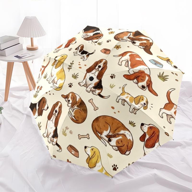 1 PC Automatic Folding Umbrella - Cute Dog Pattern, Portable & Foldable Design with 8 Ribs, Christmas Birthday Gifts