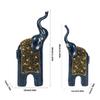 Decorative Elephant Figures, Two-Piece Sculptural Pair with Ornate Lifted-Nose Design for Office and Living Room Styling