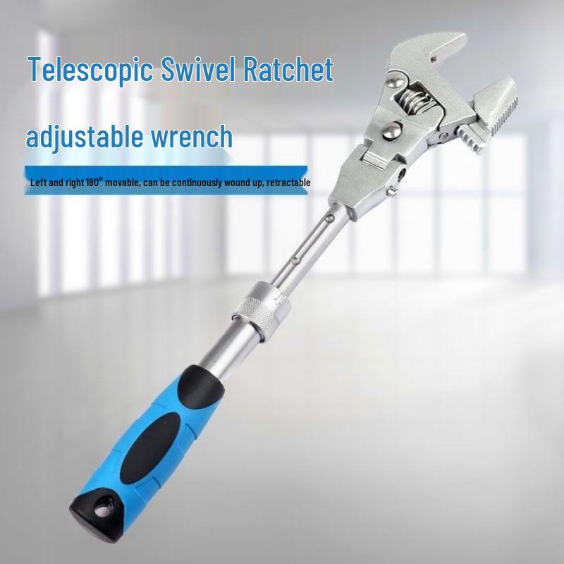 10-Inch Dual-Purpose Adjustable Folding Ratchet Wrench for Machine Repair & Plumbing.