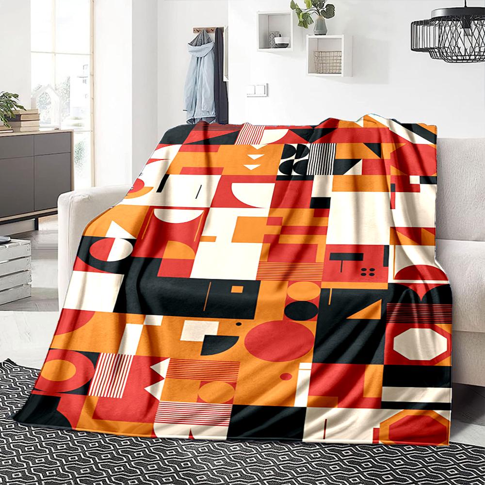 Abstract Geometric Composition Blanket Soft Throw Blanket For Home Bedroom Bed Sofa Travel Office Solid Christmas Blanket