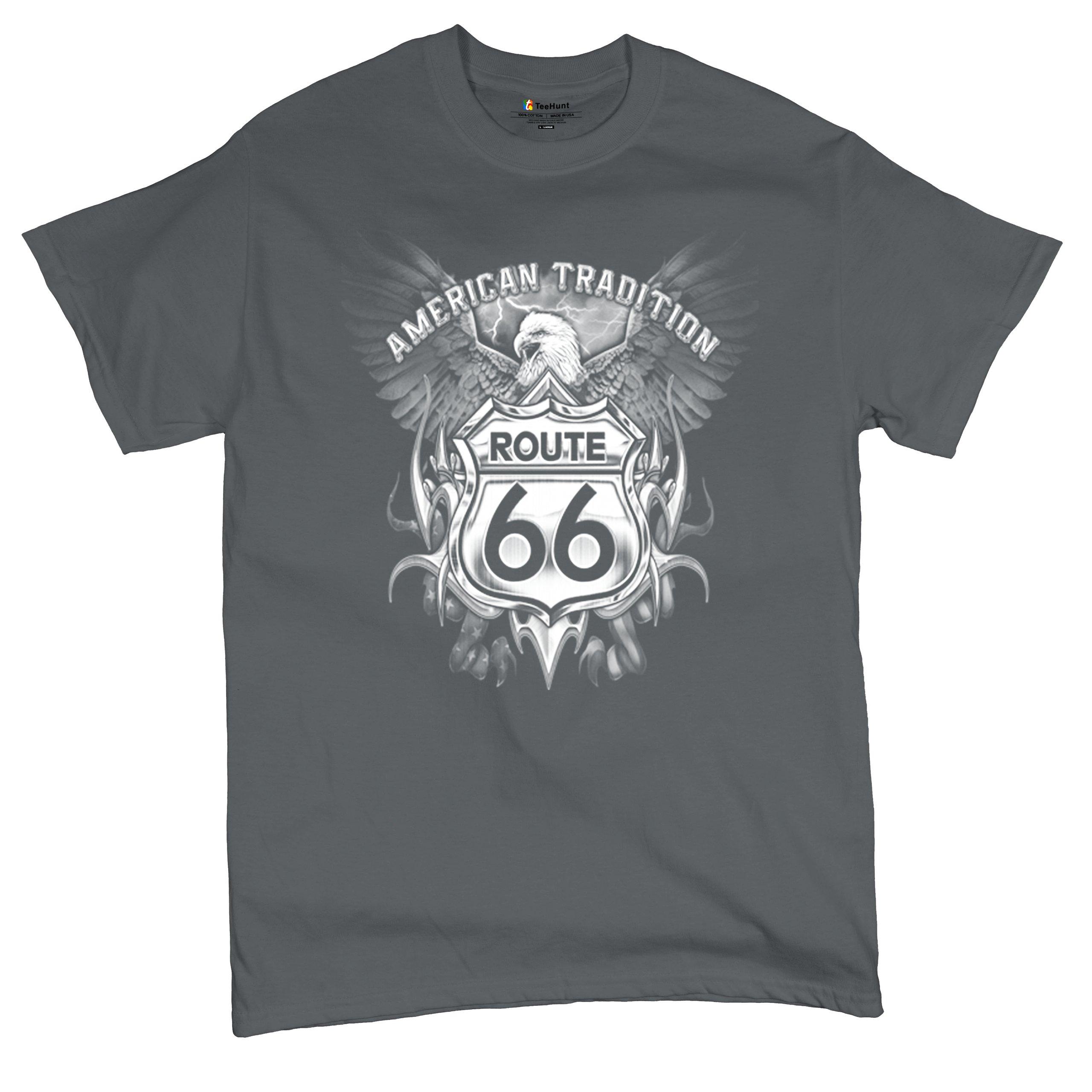 Route 66 American Tradition Biker Motorcycle TShirt 100 Cotton ONeck Short Sleeve Summer Casual Mens Tshirt Streetwear S