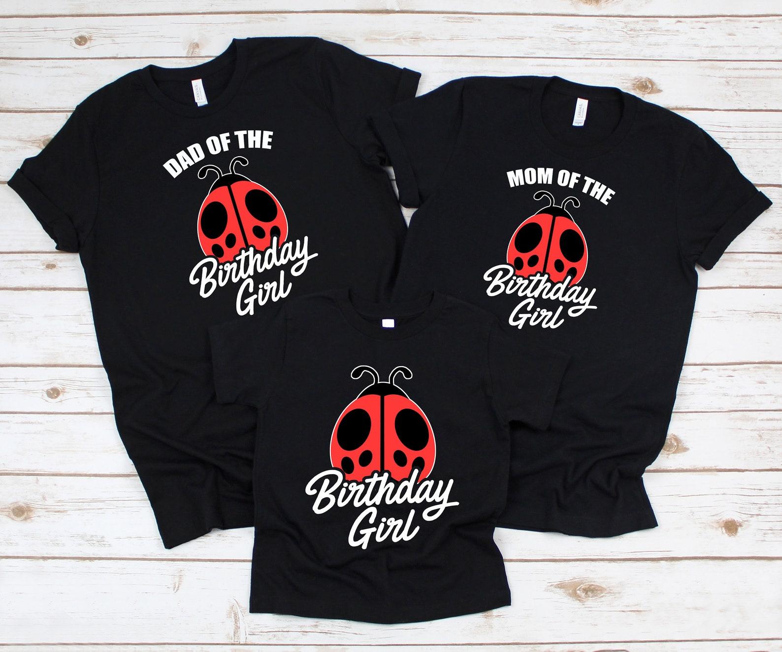 Birthday Girl Ladybug Themed Party Cute Matching Family Mom Dad | T-Shirt | T-Shirt T-shirt | Baby One Piece S