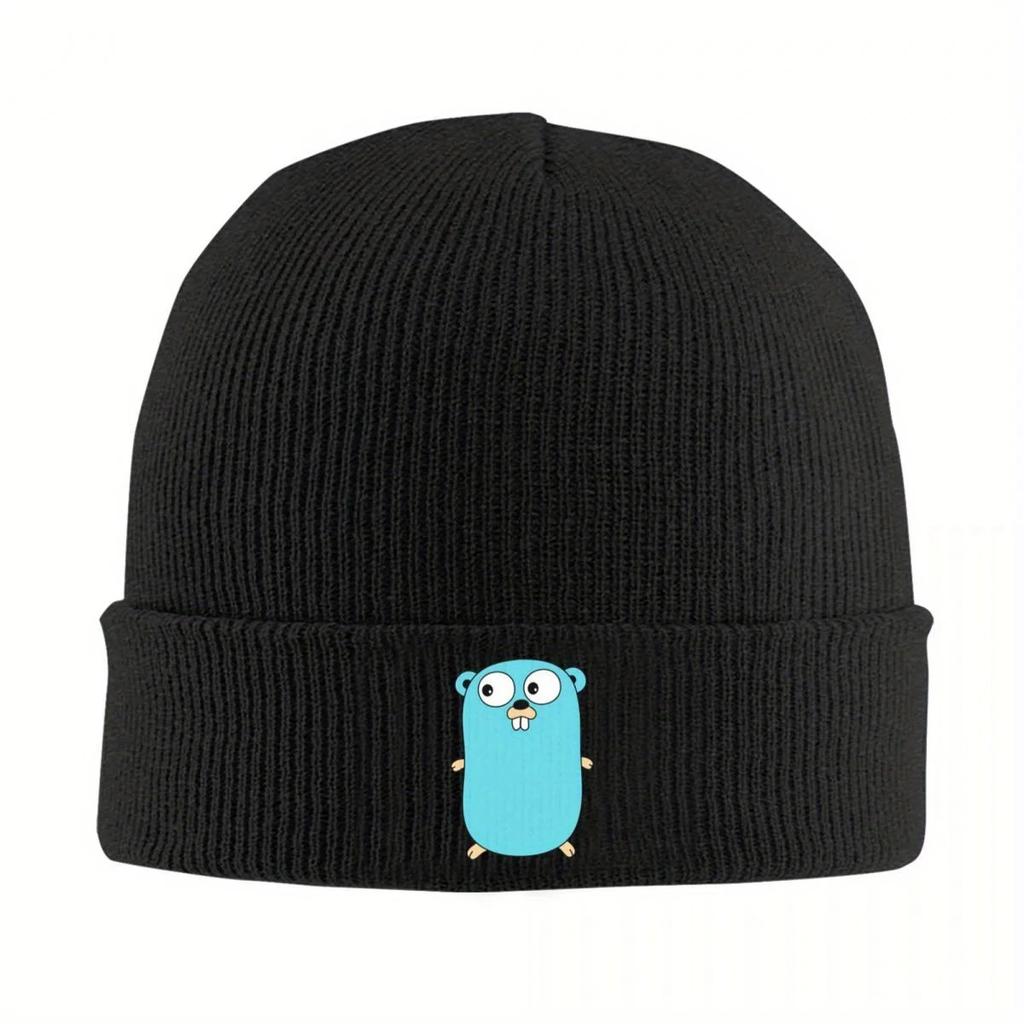 New Go Golang Gopher Warm Knitted Cap Fashion Bonnet Hat Autumn Winter Outdoor Beanies Hats For Unisex Women Adult