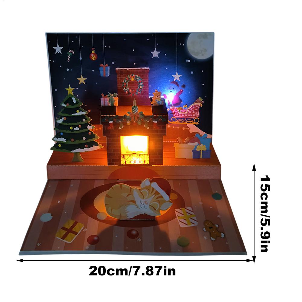 

Christmas PopUp Cards Musical Greeting Cards with Light Santa Projection 3D Blessing Cards Christmas Gift for Family Friends