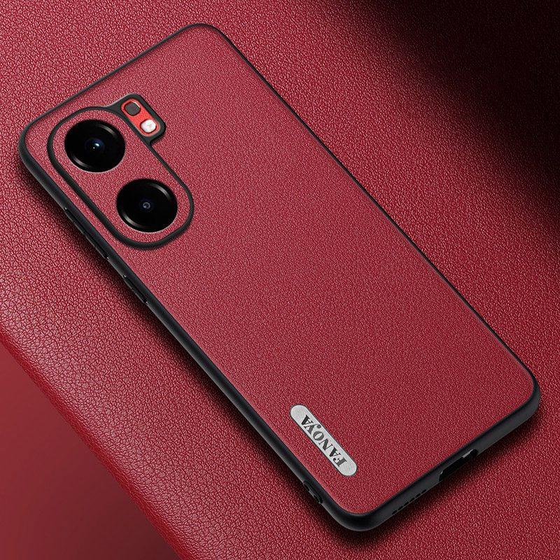 

Роскошный чехол из искусственной кожи для Vivo iQOO Neo 9 Pro 5G, матовая задняя крышка, силиконовый чехол с полной защитой для телефона iQOO Neo 8 Pro Coque For iQOO Neo 9 красный