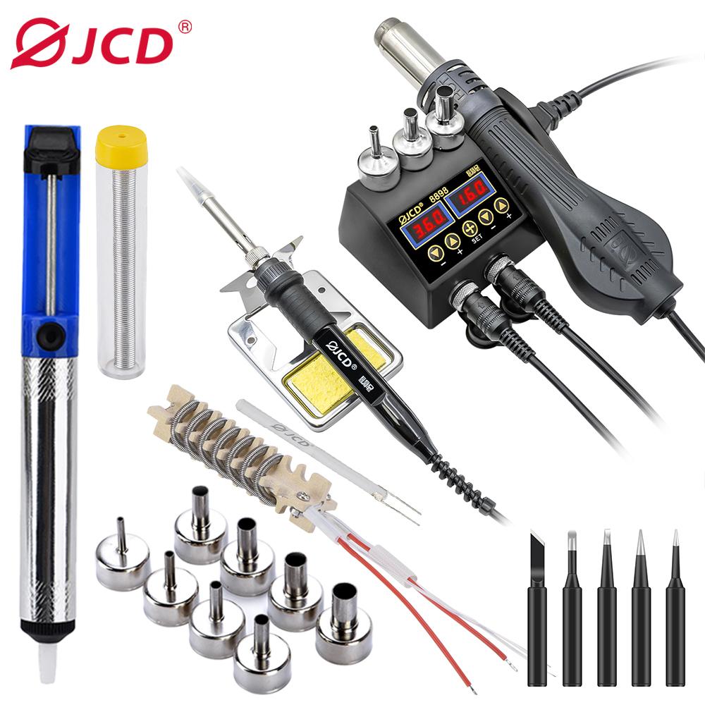 JCD 2 In 1 750W Soldering Station LCD Digital Display Rework Welding Station for Cell-phone BGA SMD IC Repair Solder Tools 8898