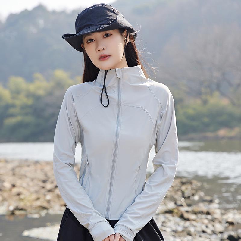 

Женская ультралегкая куртка для йоги с защитой от ультрафиолета - стильный облегающий летний кардиган с воротником-стойкой L (95-105 kg)