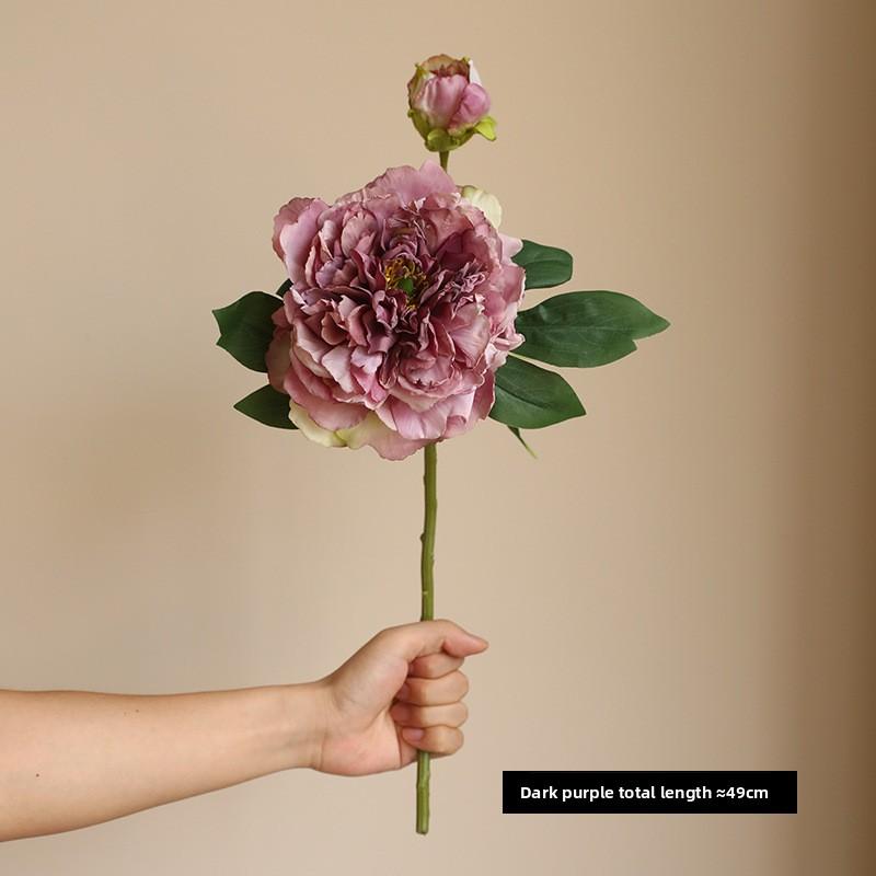 

Two Artificial Flowers with Charred Edges of Peonies and Lotus Flowers for Home Living Room Table Decoration, Oil Painting Peony Artificial Flowers темно-фиолетового
