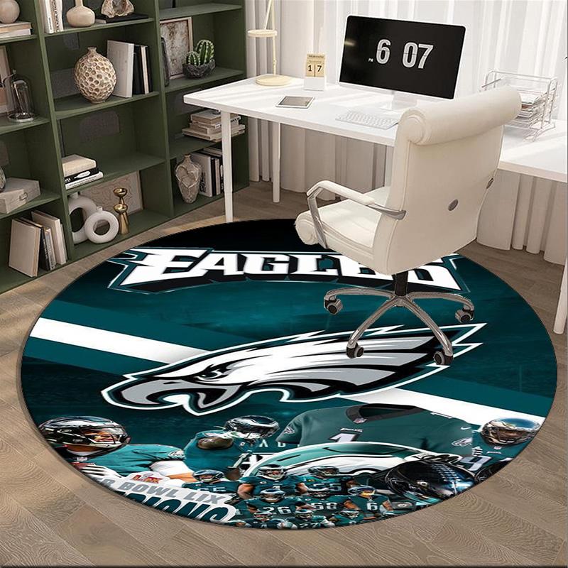 Philadelphia Eagles Round Rug for Livingroom,Bedroom, Palyroom, Chair Rug, Area Rug, Circle Carpet, Large Size Fan Christmas Gift