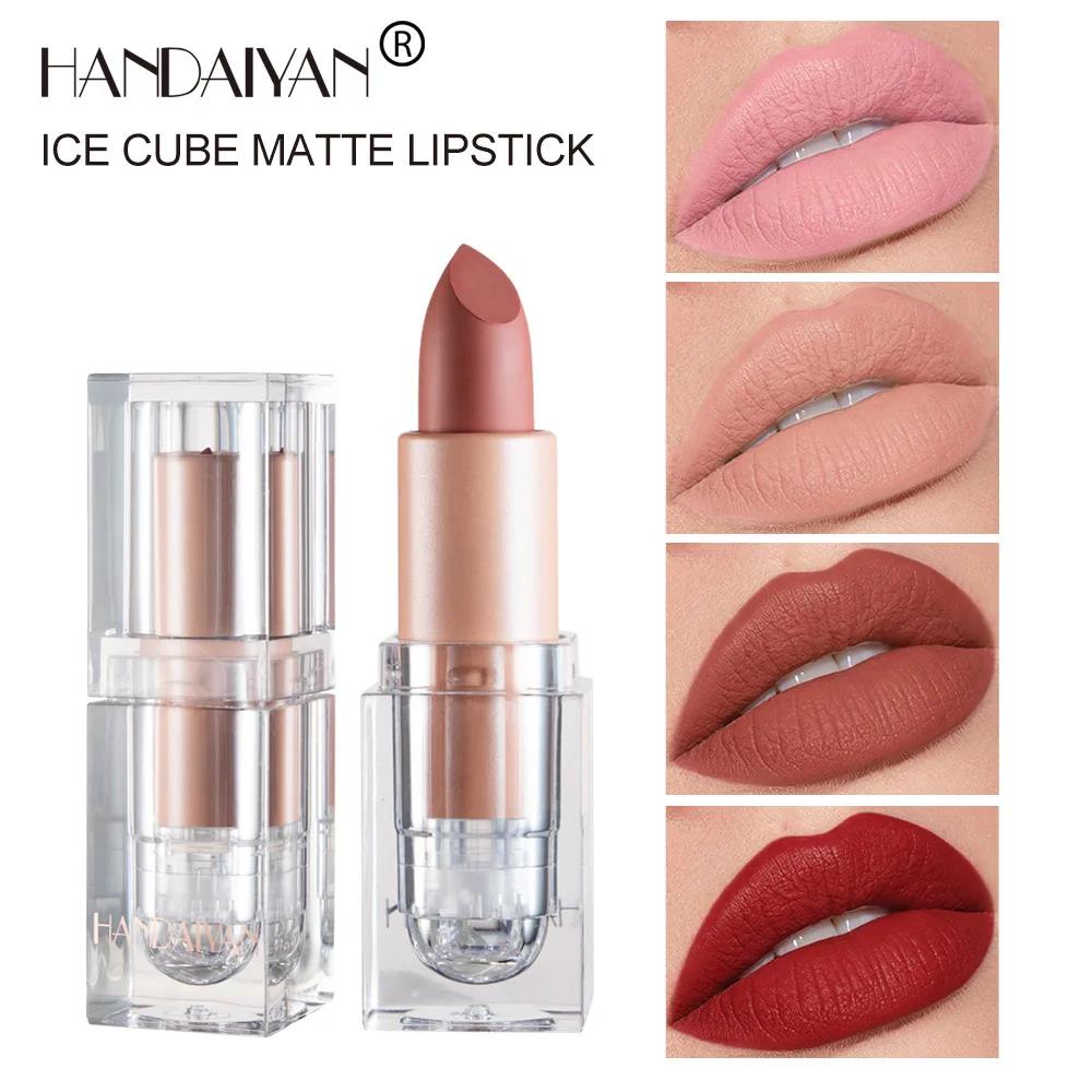 HANDAIYAN Matte Nude Lipstick Velvet Finish Long Lasting Waterproof Korean Beauty Cosmetic Makeup Gift for Women