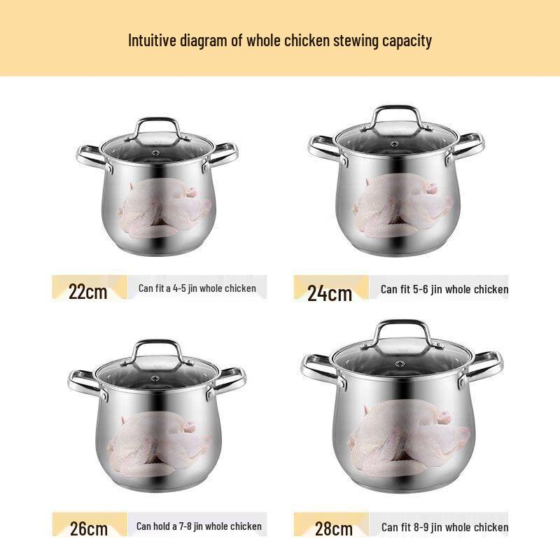 Anyi 304 Stainless Steel Soup Stew Pot