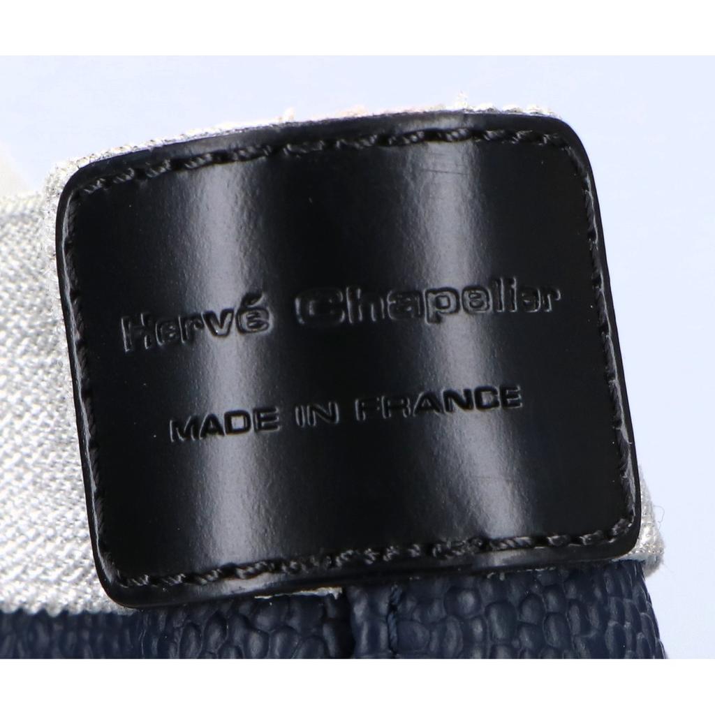 Herve Chapelier 705 Gold Plated Coated Canvas Square Tote Bag L Navy / SilverUsed