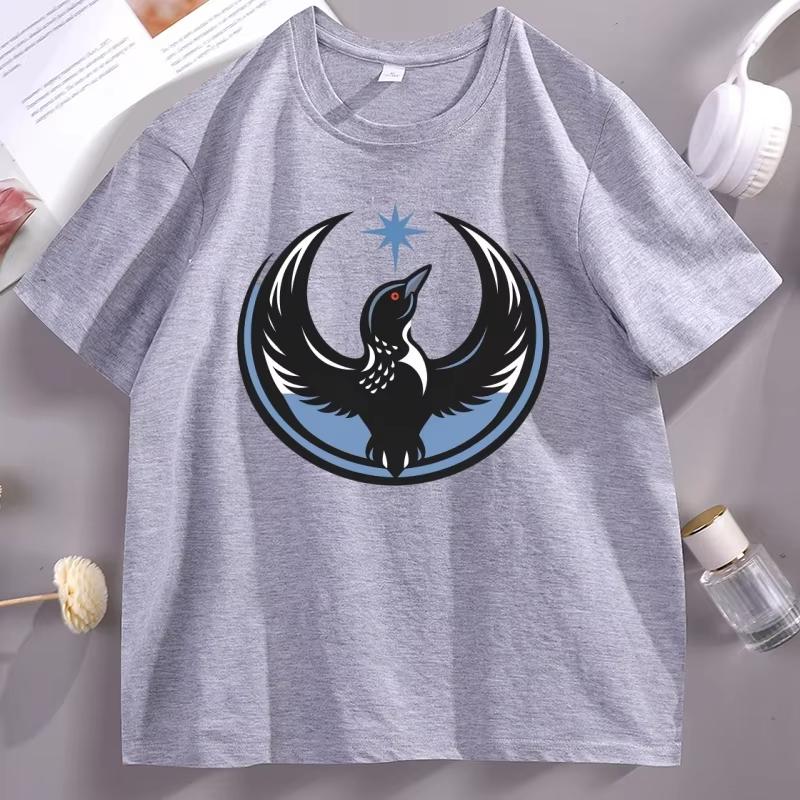 MN State Bird Loon Resistance TShirt Casual Round Neck Cotton Short Sleeve Tees Unisex Unisex Designer Comfortable Male Clothes