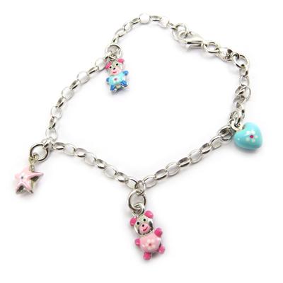 [G6505] - Children's Bracelet 'Teddy Bear' Pink Blue S&B