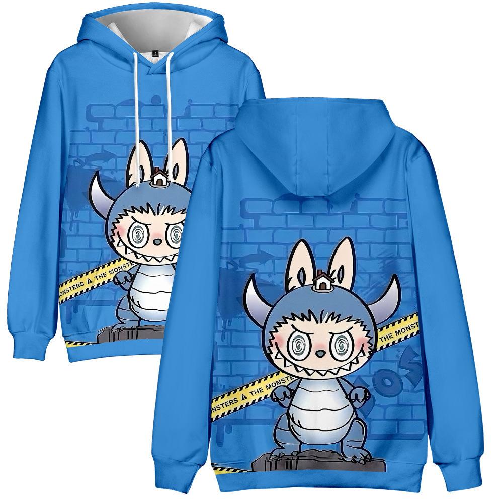 12 spalvų LABUBU su spauda vyriški moteriški džemperiai su gobtuvu, kasdienis užtraukiamas džemperis, madingi džemperiai, hiphopo džemperis, drabužiai