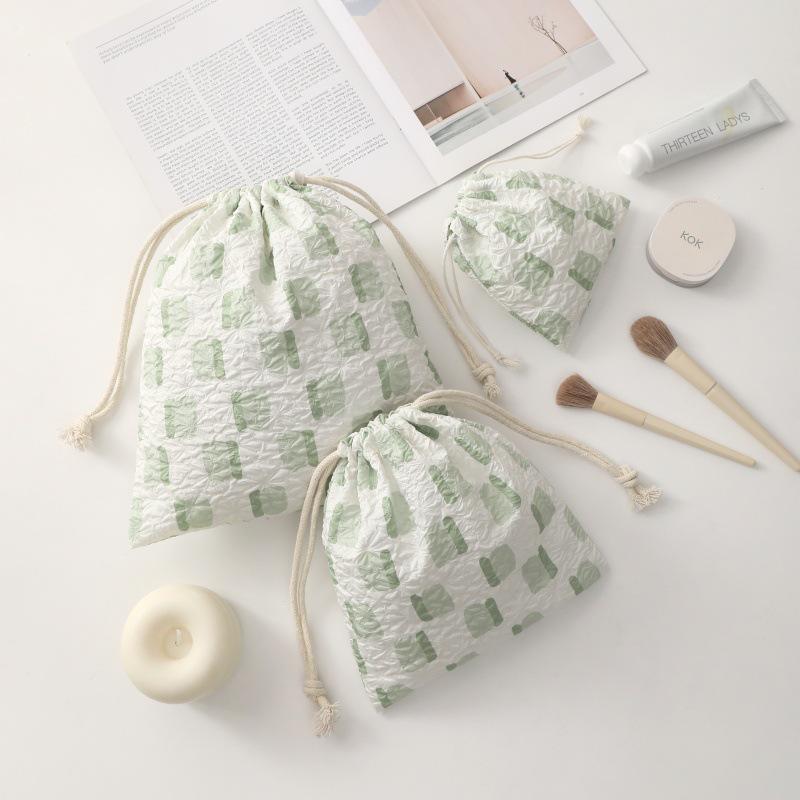 Cartoon Drawstring Backpack & Makeup Bag Set: Three-Piece Women's Storage Collection