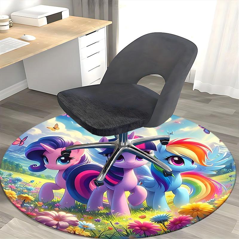 1pc My Little Pony Rainbow Dash Twilight Sparkle Princess Luna Round Carpet Office Chair Mat Non-Slip Rug Festival Gift Suitable for Home Decor Living