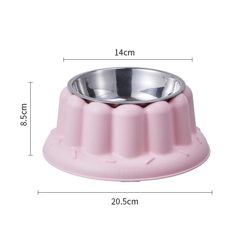 Stainless Steel Anti-Spill Cat Bowl with Chin Protection and Elevated Pudding Flower Design