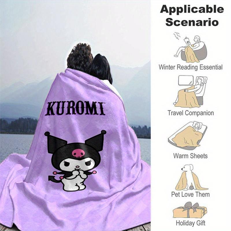 1pc Kuromi Cute Cartoon Character Purple Diamond Patterned Blanket - Perfect for Home, Office, Outdoor Use, Gift Idea, Suitable for All Seasonsz041766
