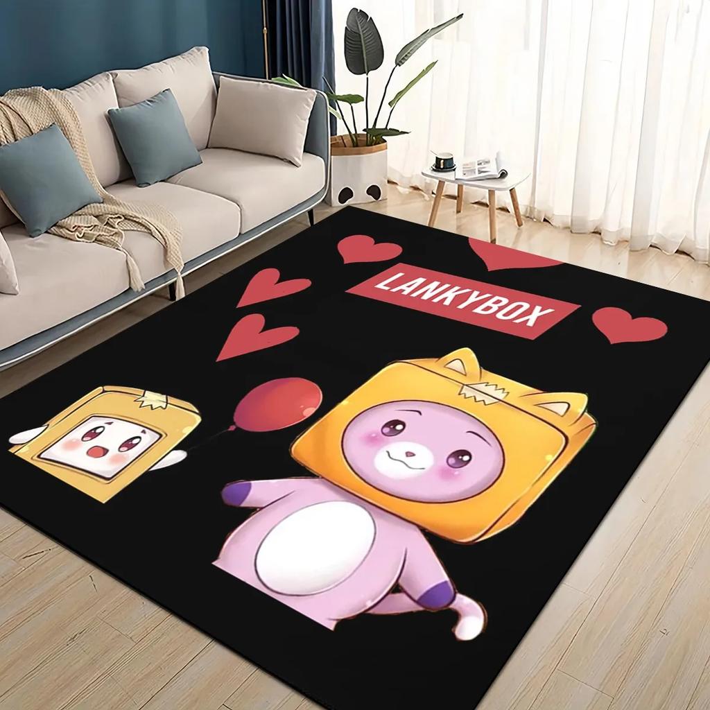 2025 New Style Lankybox Boxy Foxy Rocky Cartoon Carpet Rug for Living Room Bedroom Home Sofa Decoration,kids Non-slip Floor Mat