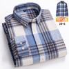 Men Cotton Flannel Plaid Shirt Button Down Long Sleeve Casual Checkered Blouse