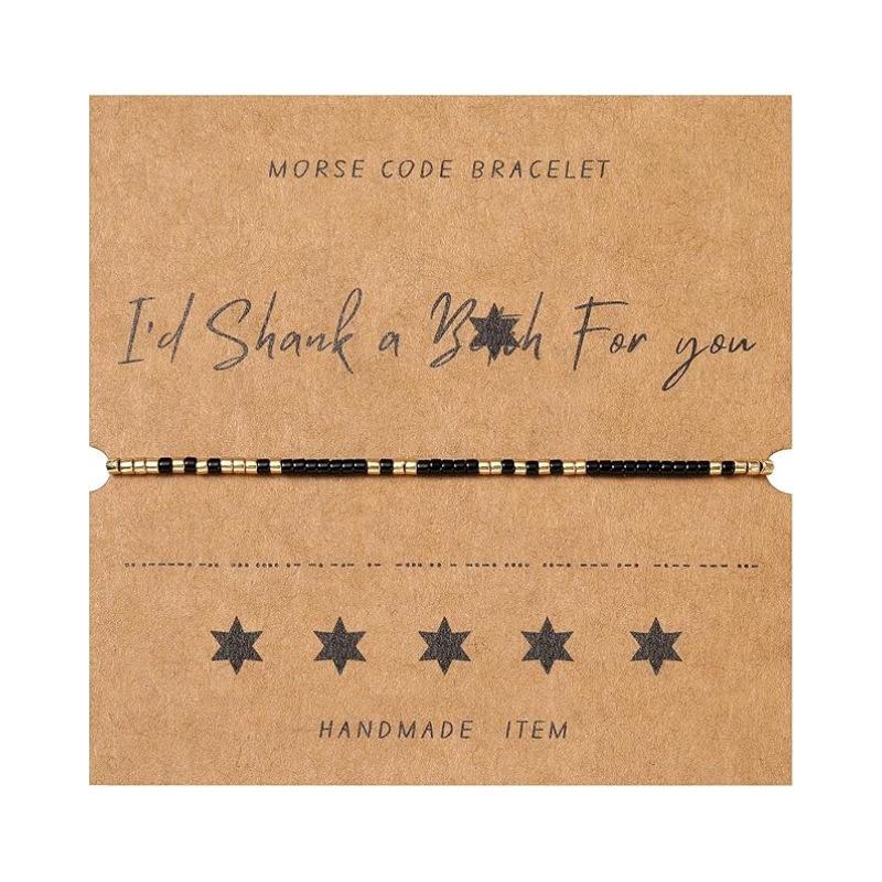 JYL TS Bracelet  Bohemian Morse Code Weave With Card Invokes Mystery & Connection